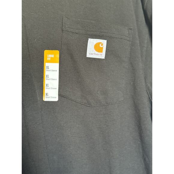 NWT Carhartt Mens XL Loose Fit Heavyweight Short-Sleeve Pocket T-Shirt in Black - Picture 3 of 8